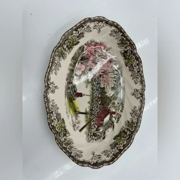 Vintage Johnson Bros England Gravy Boat & Saucer Friendly Village. - Picture 7 of 8